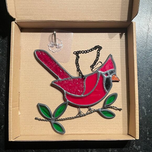 Beautiful, Stained Glass, Red Cardinal Sun Catcher (NWOT) - Picture 6 of 7